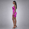 Rochie fucsia din satin cu snur Dress to Impress