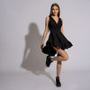 Rochie scurta neagra cu volane Refresh