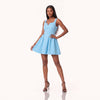 Rochie Scurtă Baby Blue cu decolteu inima si fustă Cloș