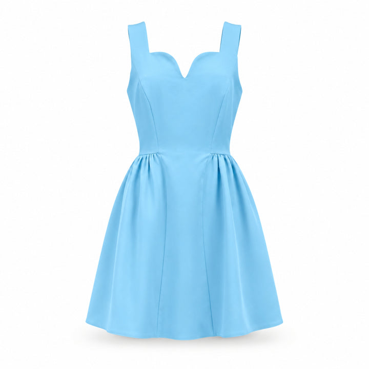 Rochie Scurtă Baby Blue cu decolteu inima si fustă Cloș