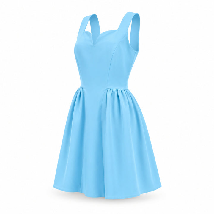 Rochie Scurtă Baby Blue cu decolteu inima si fustă Cloș