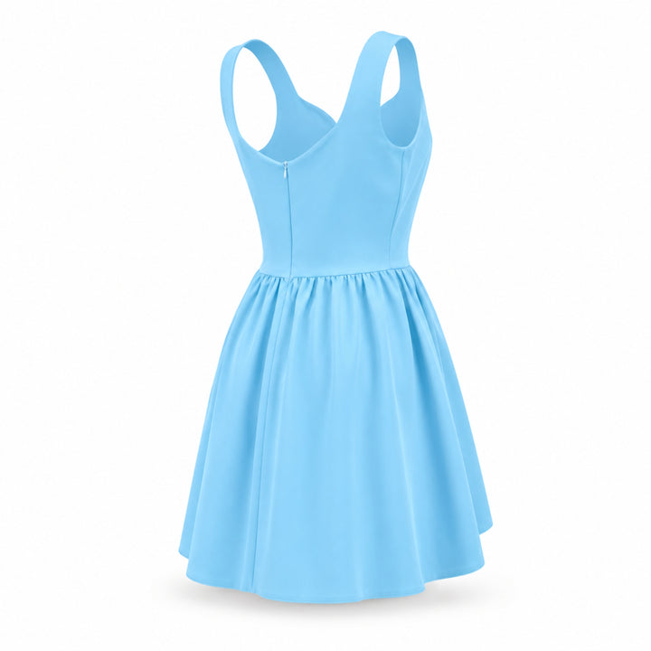 Rochie Scurtă Baby Blue cu decolteu inima si fustă Cloș