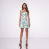 Rochie Scurtă cu print floral, decolteu inima si fustă Cloș