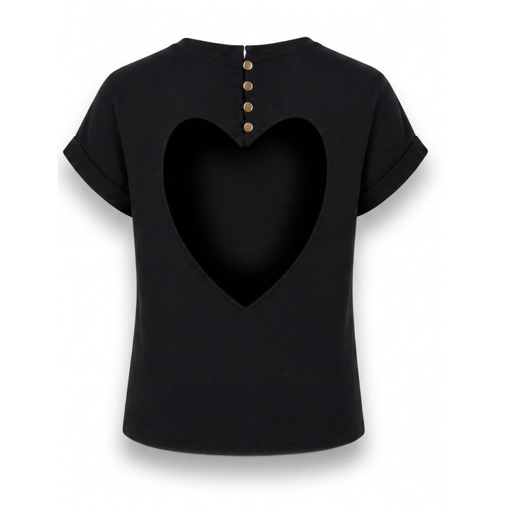 Tricou dama negru cu inima decupata pe spate New Romance