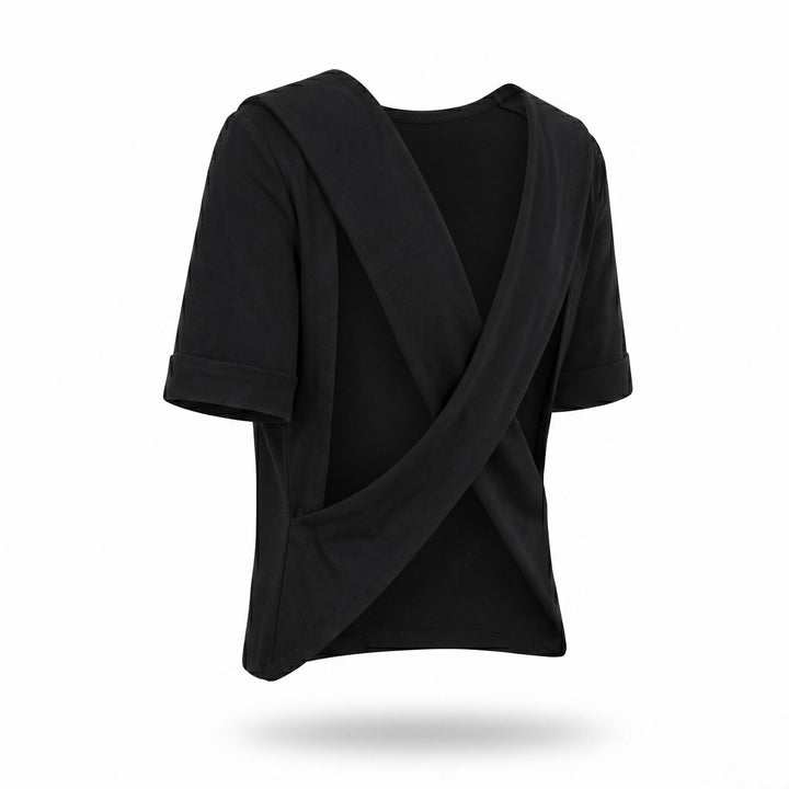 Tricou dama negru cu spatele in X