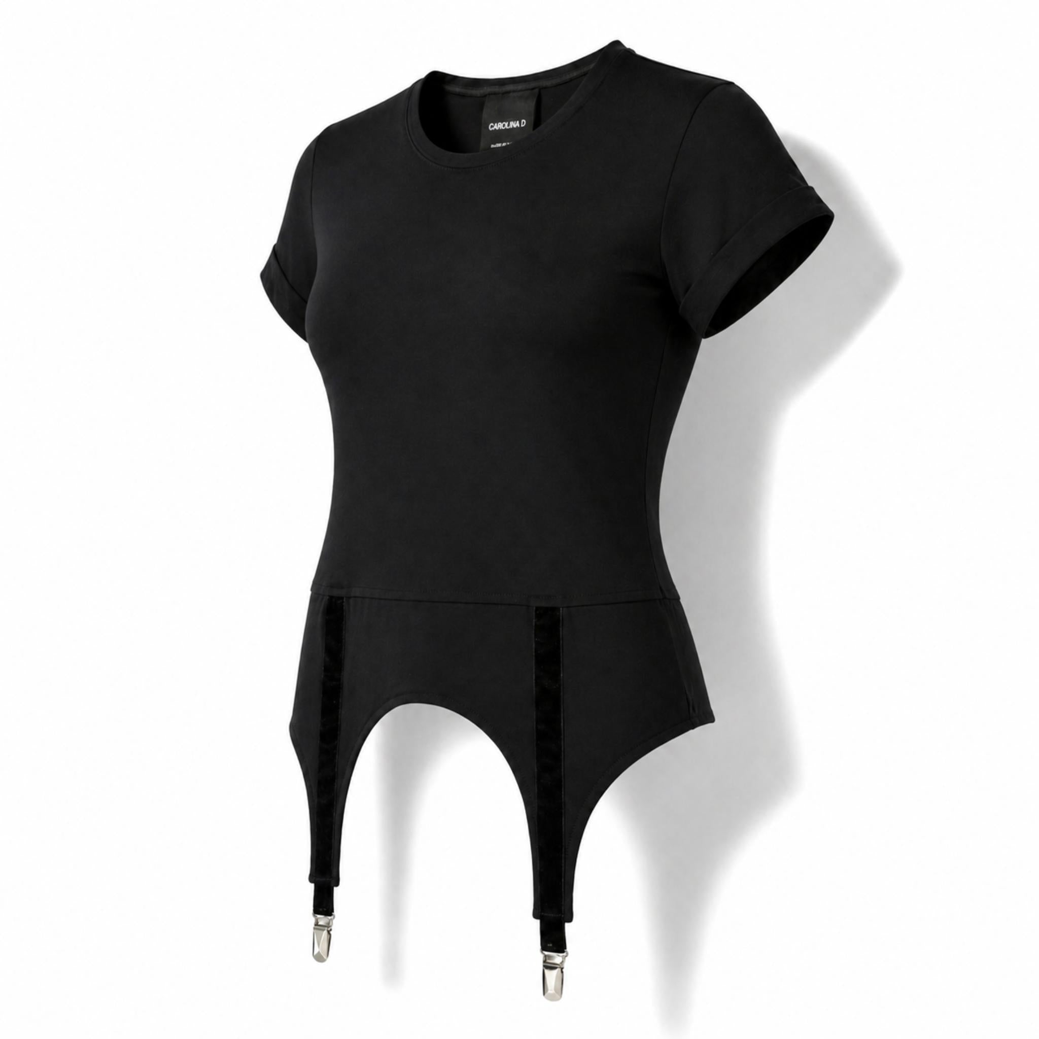Tricou dama negru cu portjartiere N⁰20