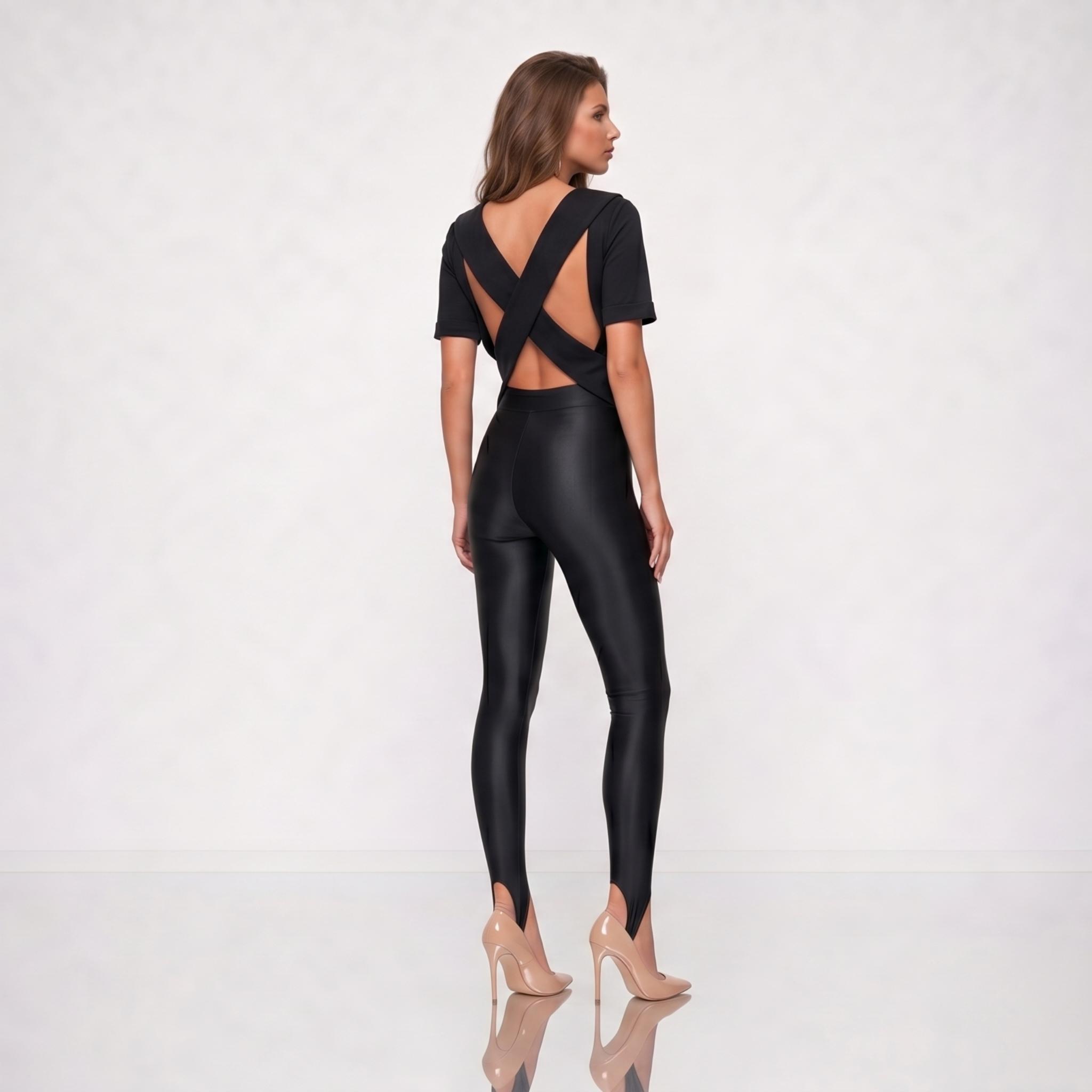 Tricou dama negru cu spatele in X