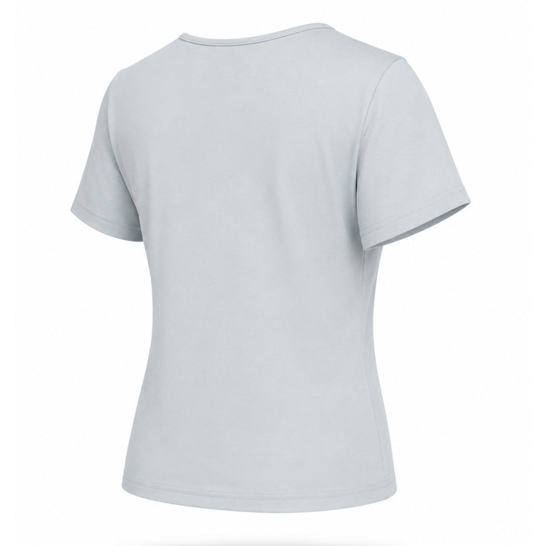 Tricou damă bleu pastel din bumbac 100% cu inimă decupată