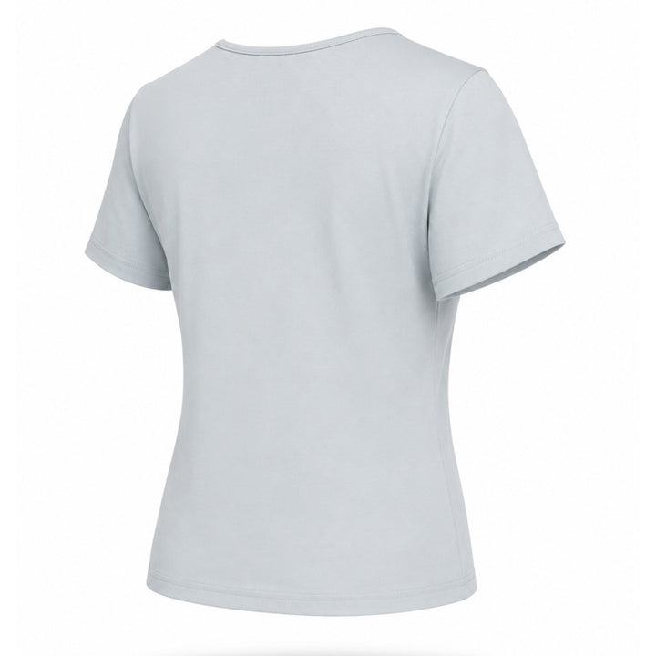 Tricou damă bleu pastel din bumbac 100% cu inimă decupată