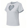 Tricou damă bleu pastel din bumbac 100% cu inimă decupată