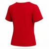 Tricou rosu din bumbac 100% cu inima decupata pe decolteu