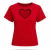 Tricou rosu din bumbac 100% cu inima decupata pe decolteu