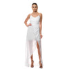 rochie alba lunga voal satin