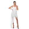 rochie alba lunga voal satin