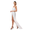 rochie alba lunga voal satin