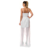 rochie alba lunga voal satin