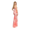 rochie lunga drapata din voal cu print floral