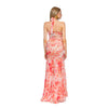 rochie lunga drapata din voal cu print floral