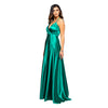 rochie verde lunga din satin