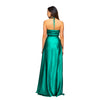 rochie verde lunga din satin