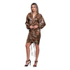 rochie din satin animal print drapata cu snur