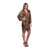 rochie din satin animal print drapata cu snur