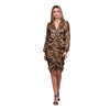 rochie din satin animal print drapata cu snur